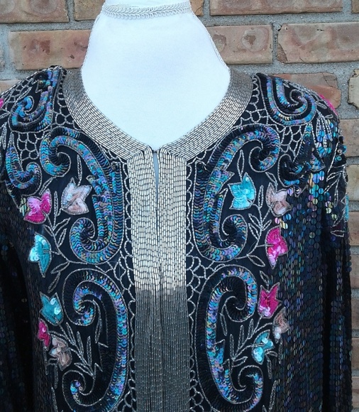 1980s Beaded Tunic/Dress Size Large - Picture 3 of 5